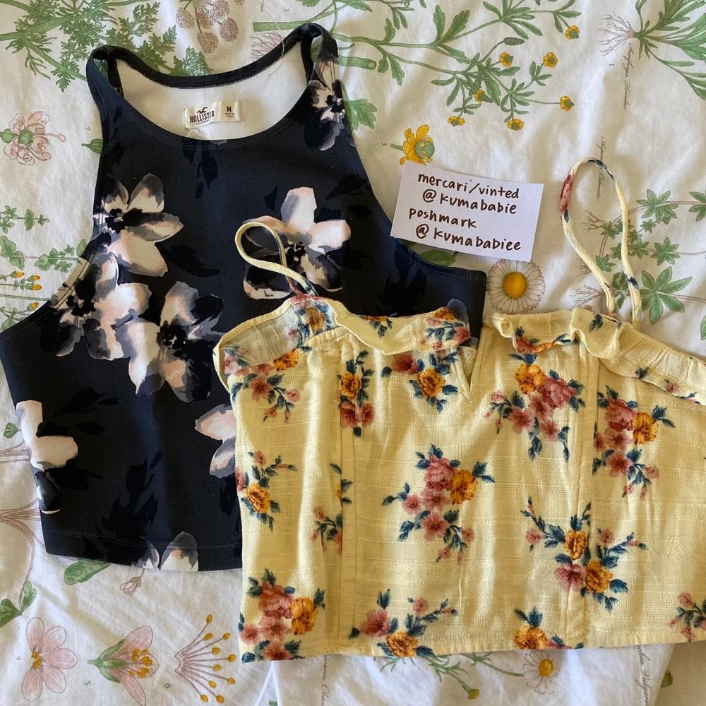 hollister and american eagle - set of two floral tanks